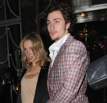 Sam Taylor-Wood and Aaron Johnson leaving Claridges hotel London.