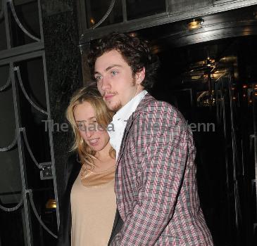 Sam Taylor-Wood and Aaron Johnson leaving Claridges hotel London.