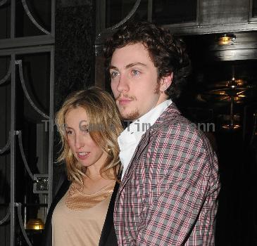 Sam Taylor-Wood and Aaron Johnson leaving Claridges hotel London.