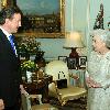 Queen Elizabeth II greets Gordon Brown at Buckingham Palace in an audience in which he tendered his resignation as Prime Minister following last week's General Election 
London, England.