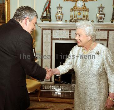 Queen Elizabeth II greets Gordon Brown at Buckingham Palace in an audience in which he tendered his resignation as Prime Minister following last week's General Election 
London, England.