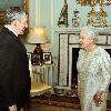 Queen Elizabeth II greets Gordon Brown at Buckingham Palace in an audience in which he tendered his resignation as Prime Minister following last week's General Election 
London, England.