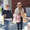 Jessica Alba after shopping for cosmetics and groceries in Brentwood Los Angeles.