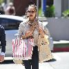 Jessica Alba after shopping for cosmetics and groceries in Brentwood Los Angeles.