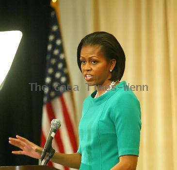 First Lady Michelle Obama The National Military Family Association summit at the Georgetown University Hospital Conference Center Washington DC.