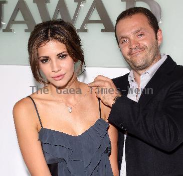 Hope Dworaczyk and Pascal Mouwad
 Playmate of the year 2010, Hope Dworaczyk, receives a new Bunny diamond necklace designed by Pascal Mouwad at his showroom 
Los Angeles, California.