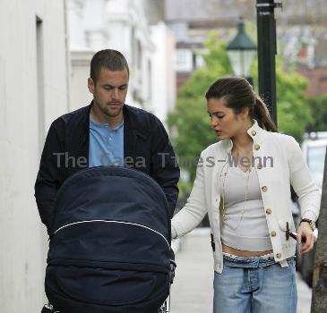 Joe Cole with wife Carly Zucker and their baby girl Ruby Tatiana
The England and Chelsea football player with wife and baby out for a stroll and a bit of shopping on Kings Road in Chelsea 
London, England.