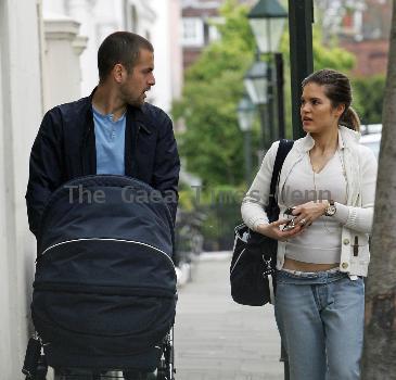 Joe Cole with wife Carly Zucker and their baby girl Ruby Tatiana
The England and Chelsea football player with wife and baby out for a stroll and a bit of shopping on Kings Road in Chelsea 
London, England.