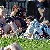 Agyness Deyn and Henry Holland
 spend an afternoon relaxing with friends in Primrose Hill park 
London, England.