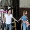 Adam Levine and his sexy Russian Supermodel girlfriend Anne Vyalitsyna filming a Maroon 5 Music Video for their song 'Misery'. Los Angeles.