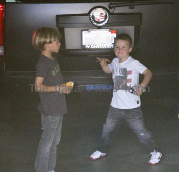 Romeo Beckham and Cruz Beckham heading out for lunch in Beverly Hills. Los Angeles.