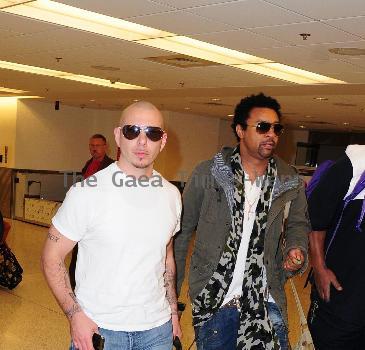 Pitbull aka Armando christian Perez and Shaggy aka Orville Richard Burrell at Miami International Airport. Florida.