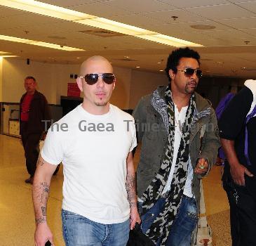 Pitbull aka Armando christian Perez and Shaggy aka Orville Richard Burrell at Miami International Airport. Florida.