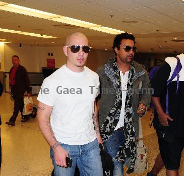 Pitbull aka Armando christian Perez and Shaggy aka Orville Richard Burrell at Miami International Airport. Florida.