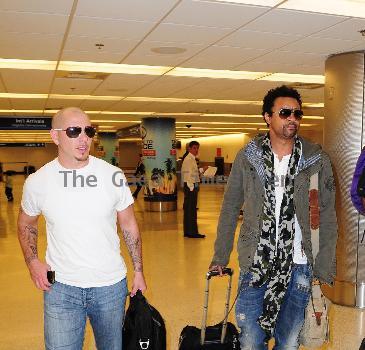 Pitbull aka Armando christian Perez and Shaggy aka Orville Richard Burrell at Miami International Airport. Florida.