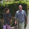 Marisa Tomei, wearing no makeup and sporting a rather noticeable love bite on her neck, walking with a friend in Hollywood. Los Angeles.