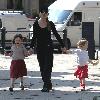 Elen Rives The ex girlfriend of football player Frank Lampard, with their daughters Luna and Isla, enjoying a stroll and ice cream on a sunny day in Chelsea. London.