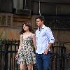 Ginnifer Goodwin and Colin Egglesfield on the set of her new film 'Something Borrowed' filming in the East Village,New York City.