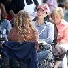 Sarah Silverman eating lunch with a friend at Joan's on Third Los Angeles.