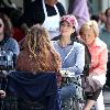 Sarah Silverman eating lunch with a friend at Joan's on Third Los Angeles.