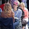 Sarah Silverman eating lunch with a friend at Joan's on Third Los Angeles.