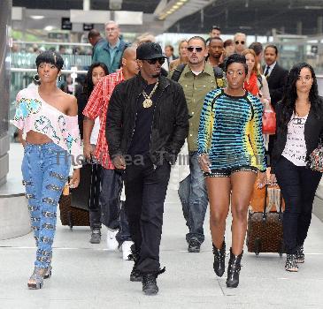 Diddy, Dawn Richard and Kalenna of Dirty Money Diddy Dirty Money's arrival to London via Eurostar to promote the single 'Hello Good Morning'. London.