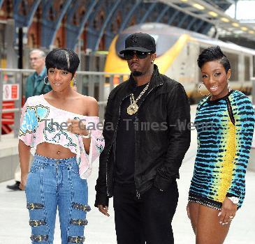 Diddy, Dawn Richard and Kalenna of Dirty Money Diddy Dirty Money's arrival to London via Eurostar to promote the single 'Hello Good Morning'. London.