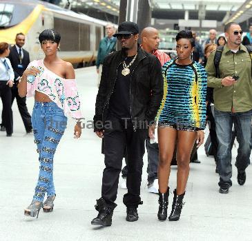 Diddy, Dawn Richard and Kalenna of Dirty Money Diddy Dirty Money's arrival to London via Eurostar to promote the single 'Hello Good Morning'. London.