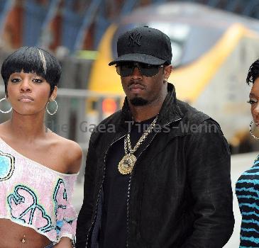 Diddy, Dawn Richard and Kalenna of Dirty Money Diddy Dirty Money's arrival to London via Eurostar to promote the single 'Hello Good Morning'. London.