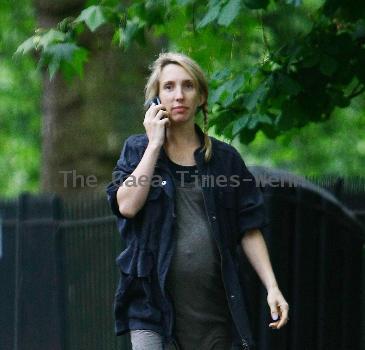 Sam Taylor-Wood The pregnant film director takes a stroll around Primrose Hill. London.