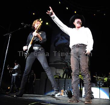 Kix Brooks and Ronnie Dunn of Brooks & Dunn performing on stage during their Last Rodeo Tour at the Cruzan  Amphitheatre West Palm Beach.