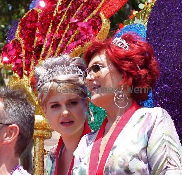 Kelly Osbourne and Sharon Osbourne appearing as the Grand Marshalls on the big float in the parade for Los Angeles's 40th Gay Pride Celebration Los Angeles.