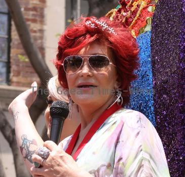 Kelly Osbourne and Sharon Osbourne appearing as the Grand Marshalls on the big float in the parade for Los Angeles's 40th Gay Pride Celebration Los Angeles.