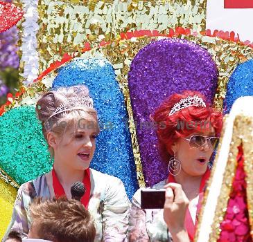 Kelly Osbourne and Sharon Osbourne appearing as the Grand Marshalls on the big float in the parade for Los Angeles's 40th Gay Pride Celebration Los Angeles.