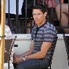 'Twilight' star Alex Meraz having a conversation with friends at Urth Cafe on Melrose Avenue Los Angeles.