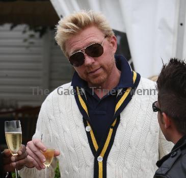 Boris Becker with his wife Lily Kerssenberg and their son Amadeus and his other son Elias at the Laureus Polo Cup Event at Ham Polo Club. London.