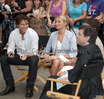 Tom Cruise and Cameron Diaz film a segment for ABC's 'Good Morning America' to promote the film 'Knight and Day' New York City.