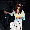 Eva Longoria Parker carries her large Be & D Kan-Kan ruffled tote handbag as she parks her car at Sunset Plaza Los Angeles.