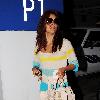 Eva Longoria Parker carries her large Be & D Kan-Kan ruffled tote handbag as she parks her car at Sunset Plaza Los Angeles.