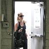 Gisele Bundchen walking through a parking garage after leaving her gym in Studio City Los Angeles.