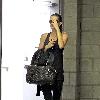 Gisele Bundchen walking through a parking garage after leaving her gym in Studio City Los Angeles.