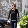 Lisa Rinnade parts a pilates studio on Melrose Avenue Los Angeles.