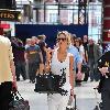 Alex Curran arriving at Liverpool Lime Street station having attended the White Tie and Tiara Ball the night before Liverpool.