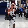 Alex Curran arriving at Liverpool Lime Street station having attended the White Tie and Tiara Ball the night before Liverpool.