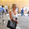 Alex Curran arriving at Liverpool Lime Street station having attended the White Tie and Tiara Ball the night before Liverpool.