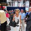 Alex Curran arriving at Liverpool Lime Street station having attended the White Tie and Tiara Ball the night before Liverpool.