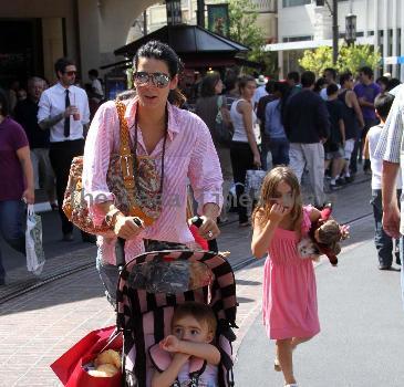 Angie Harmon takes her children shopping at The Grove Los Angeles.