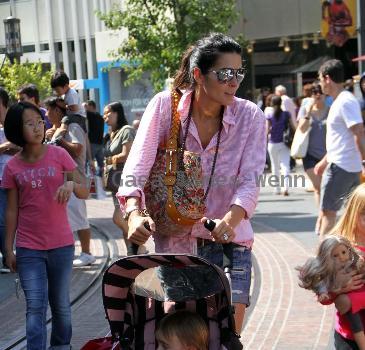 Angie Harmon takes her children shopping at The Grove Los Angeles.