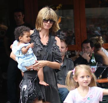 Heidi Klum leaving Bar Pitti in Manhattan's West Village with her daughter Lou Sulola New York City.