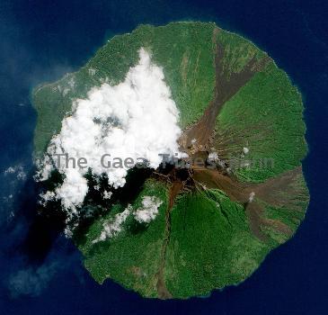 VOLCANO ISLAND FROM SPACE

It might look like a close-up of a lily-pad, but these are amazing shots of the Manam Volcano, just off the coast of mainland Papua New Guinea - from space.
  The active volcano released a faint plume of smoke on 28 June, 2009 and the The Advanced Land Imager onboard NASA’s Earth Observing-1 satellite captured it.
  White clouds hover over the volcano’s summit, but even they couldn't hide the wonder of volcanic activity.
  Manam is one of Papua New Guinea’s most active volcanoes, and it has occasionally caused casualties, including 13 deaths from a pyroclastic flow in December 1996, and four deaths from a mudflow in March 2007. Large eruptions in late 2004 forced the evacuation of the entire island.